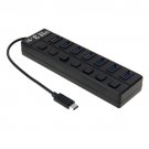 USB 3.1 Type-C 7 Ports USB 3.0 Mini USB HUB with Individual Switches