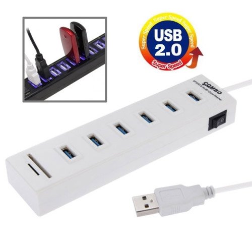 2 in 1 USB 2.0 TF/SD Card Reader & 6-port HUB, Cable Length: 80cm
