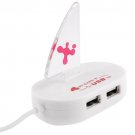 Mini USB 2.0 High Speed 480MBPs Sailing Shape 4 Ports USB HUB, Support up to 1TB x 2 HDD