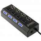 High Speed 4 Ports USB 2.0 HUB with Switch & 4 LED, Plug and Play