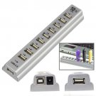 10 Port USB 2.0 Hi Speed Multi Hub Expansion with Power Adaptor for PC & Laptop