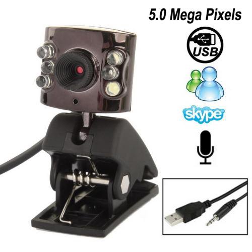 5.0 Mega Pixels PC Camera with Night Light, Microphone + Packing + Switch