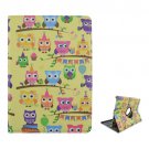 For iPad Air 2 / iPad 6 360° Rotation Owls Pattern Leather Case with 2 Gears Holder