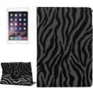 For iPad Air 2 Black 360° Rotation Zebra Pattern Leather Case with 3 Gears Holder