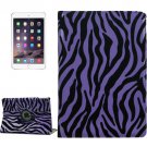 For iPad Air 2 Purple 360° Rotation Zebra Pattern Leather Case with 3 Gears Holder