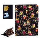 For iPad Air 2 / iPad 6 Owls Pattern Black Cross Smart Cover Leather Case with Card Slots & Holder
