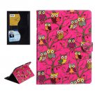 For iPad Air 2 / iPad 6 Owls Pattern Magenta Cross Smart Cover Leather Case with Card Slots & Holder