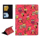For iPad Air 2 / iPad 6 Owls Pattern Red Cross Smart Cover Leather Case with Card Slots & Holder