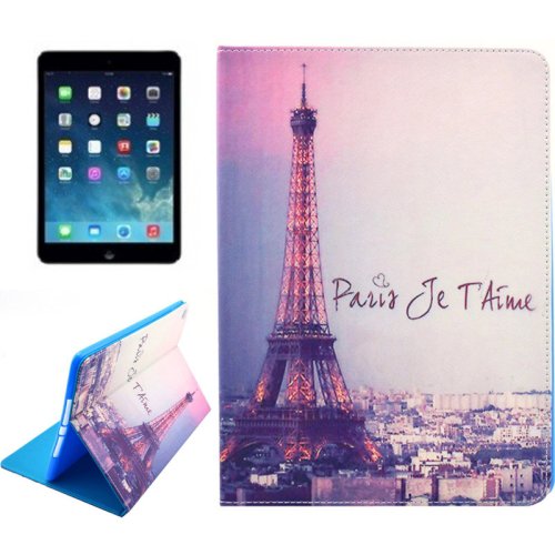 For iPad Air 2 / iPad 6 Tower Pattern Smart Cover Leather Case with Holder & Card Slots