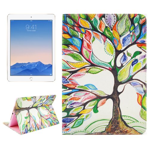 For iPad Air 2/iPad 6 Tree Pattern Leather Case with Holder & Card Slots & Wallet