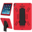 For iPad Air Red Silicone + Hard Plastic Combination Case with Collapsible Holder