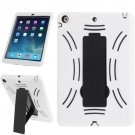 For iPad Air White Silicone + Hard Plastic Combination Case with Collapsible Holder