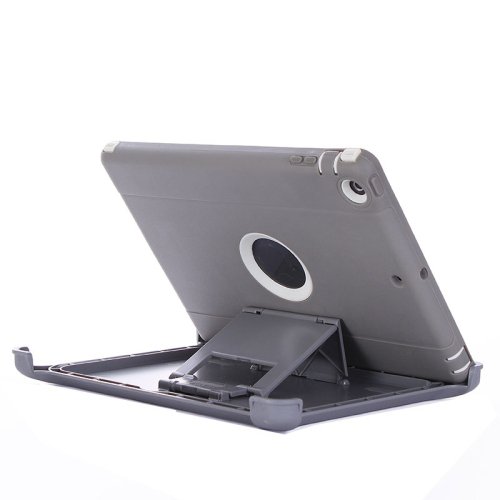 For iPad Air Grey Monochrome PC + TPU Contrast Color Combination Case with Holder & Mirror