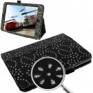 For iPad Mini 1/2/3 Black Diamond Palace Flower Pattern Leather Case with Holder