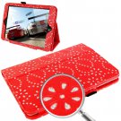 For iPad Mini 1/2/3 Red Diamond Palace Flower Pattern Leather Case with Holder