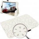 For iPad Mini 1/2/3 White Diamond Palace Flower Pattern Leather Case with Holder