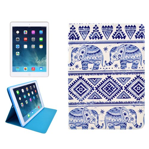For iPad Mini 1/2/3 Elephants Pattern Protective PU Smart Cover Leather Case with Card Slot
