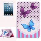 For iPad Mini 1/2/3 Butterflies Pattern Horizontal Flip Leather Case with Holder