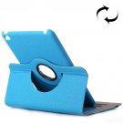 For iPad Mini 4 Blue Cloth 360° Rotating Smart Cover Leather Case with Holder & Card Slots