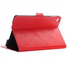 For iPad Mini 4 Red Crazy Horse Solid Color Leather Case with Holder, Card Slots & Wallet