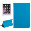 For iPad Mini 4 Blue Crazy Horse and Lattice Texture Leather Case with Holder and Card Slots