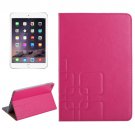 For iPad Mini 4 Magenta Crazy Horse and Lattice Texture Leather Case with Holder and Card Slots