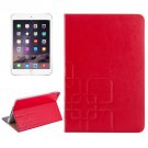 For iPad Mini 4 Red Crazy Horse and Lattice Texture Leather Case with Holder and Card Slots