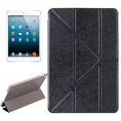 For iPad Mini 4 Black Transformers Style Silk Texture Solid Color Leather Case with Holder