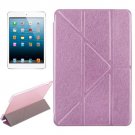 For iPad Mini 4 Pink Transformers Style Silk Texture Solid Color Leather Case with Holder