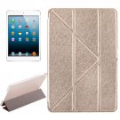 For iPad Mini 4 Gold Transformers Style Silk Texture Solid Color Leather Case with Holder