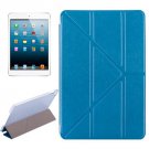 For iPad Mini 4 Blue Transformers Style Silk Texture Solid Color Leather Case with Holder