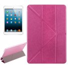 For iPad Mini 4 Magenta Transformers Style Silk Texture Solid Color Leather Case with Holder