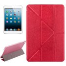 For iPad Mini 4 Red Transformers Style Silk Texture Solid Color Leather Case with Holder