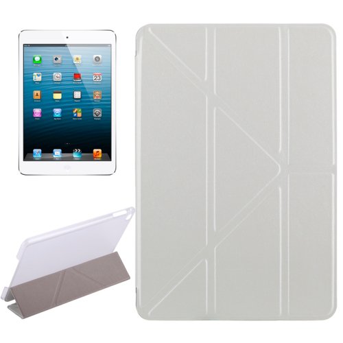 For iPad Mini 4 Silver Transformers Style Silk Texture Solid Color Leather Case with Holder