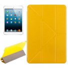 For iPad Mini 4 Yellow Transformers Style Silk Texture Solid Color Leather Case with Holder