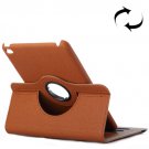 For iPad Mini 4 Brown Cloth 360° Rotating Smart Cover Leather Case with Holder & Card Slots