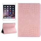 For iPad Mini 4 Pink Crocodile Smart Cover Leather Case with Holder, Card Slots & Wallet