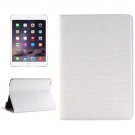 For iPad Mini 4 White Crocodile Smart Cover Leather Case with Holder, Card Slots & Wallet