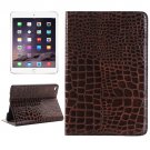 For iPad Mini 4 Brown Crocodile Smart Cover Leather Case with Holder, Card Slots & Wallet