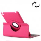 For iPad Mini 4 Magenta Cloth 360° Rotating Smart Cover Leather Case with Holder & Card Slots