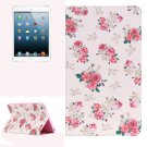 For iPad Mini 1/2/3 Painting Rose Pattern Horizontal Flip Leather Case with Holder