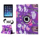 For iPad Air 2/iPad 6 Purple Eiffel Tower Pattern 360° Rotation Leather Case with 3 Gears Holder