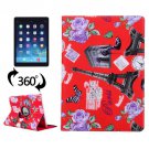 For iPad Air 2/iPad 6 Red Eiffel Tower Pattern 360° Rotation Leather Case with 3 Gears Holder