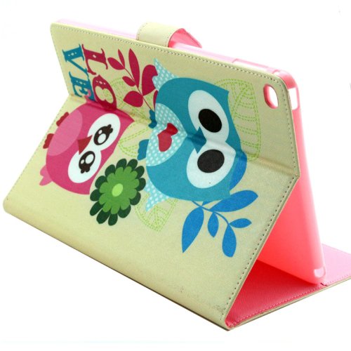 For iPad Air 2/iPad 6 Owl Pattern Horizontal Flip Smart Cover with Holder, Card Slots & Wallet