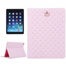 For iPad Air 2/iPad 6 Pink Crown Plaid Texture Horizontal Flip Smart Leather Case with Holder
