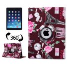 For iPad Air 2/iPad 6 Dark red Eiffel Tower Pattern 360° Rotation Leather Case with 3 Gears Holder
