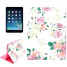 For iPad Air 2 / iPad 6 Rose Pattern Smart Cover Leather Case with Holder & Card Slots