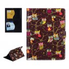 For iPad Air 2 / iPad 6 Owls Pattern Brown Cross Smart Cover Leather Case with Card Slots & Holder