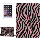 For iPad Air 2 Pink 360° Rotation Zebra Pattern Leather Case with 3 Gears Holder
