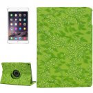For iPad Air 2 Green 360° Rotation Grape Pattern Leather Case with 3 Gears Holder